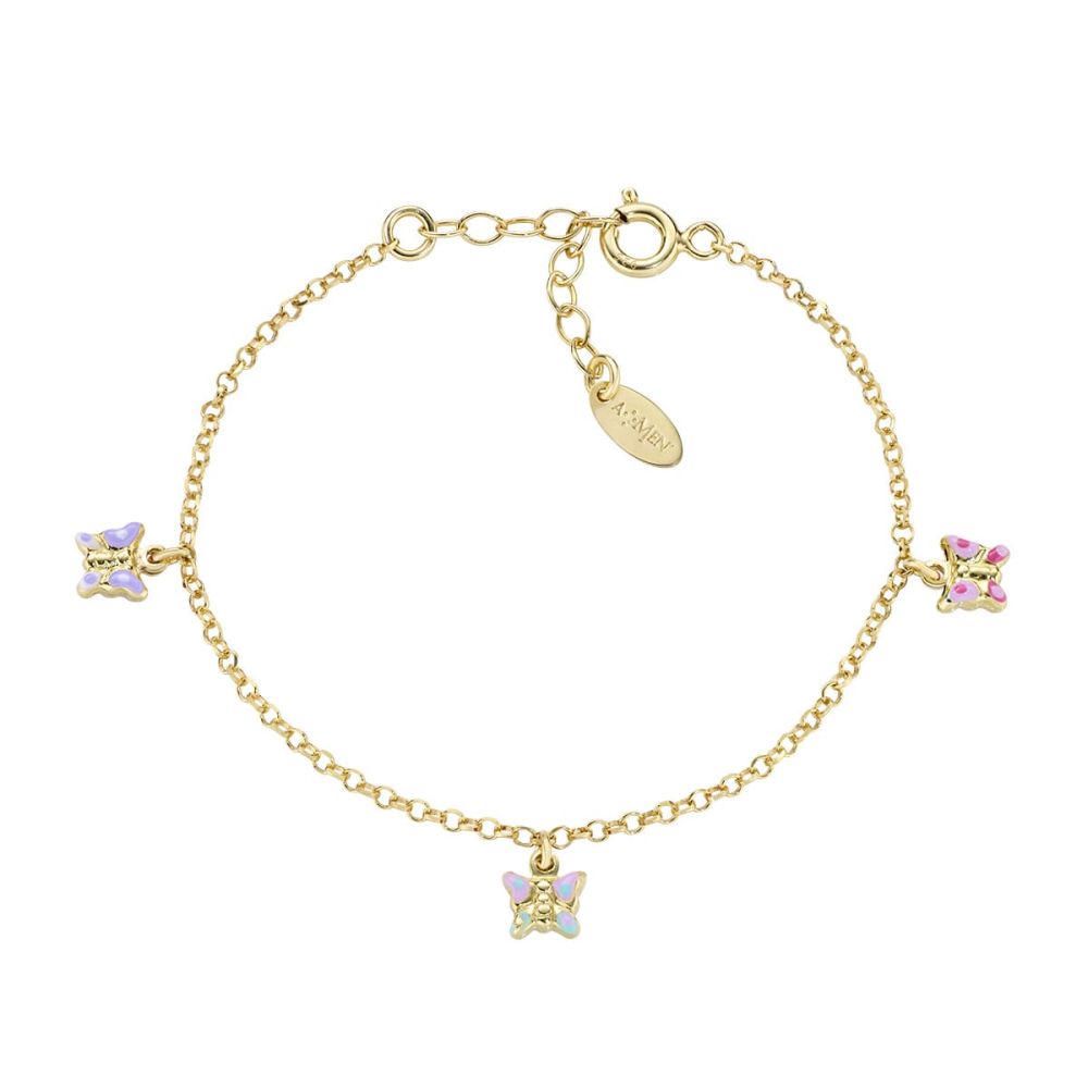 Amen Bracciale Argento Dorato Smalto Multicolor
