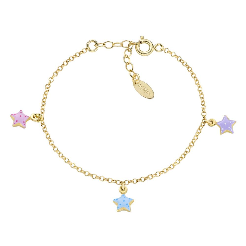 Amen Bracciale Argento Dorato Smalto Multicolor