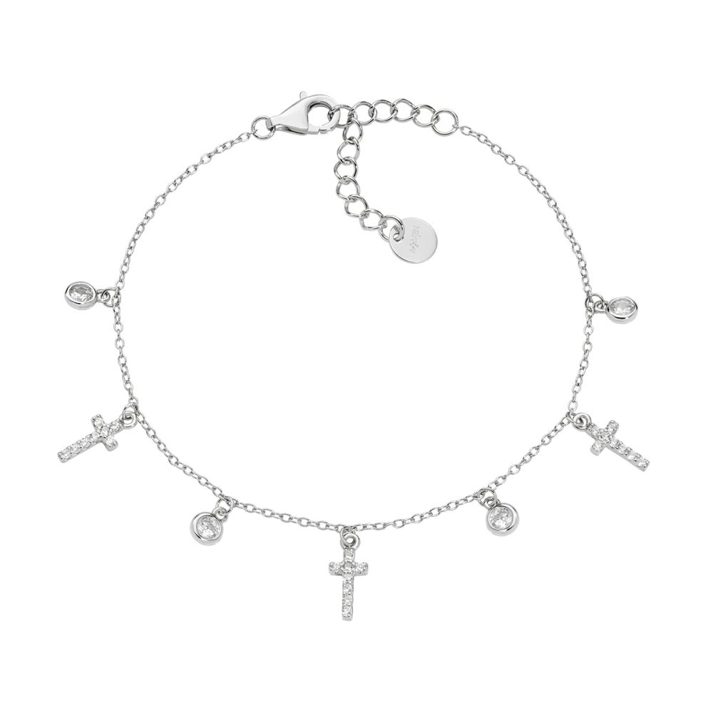 Amen Bracciale Argento Croci e Zirconi