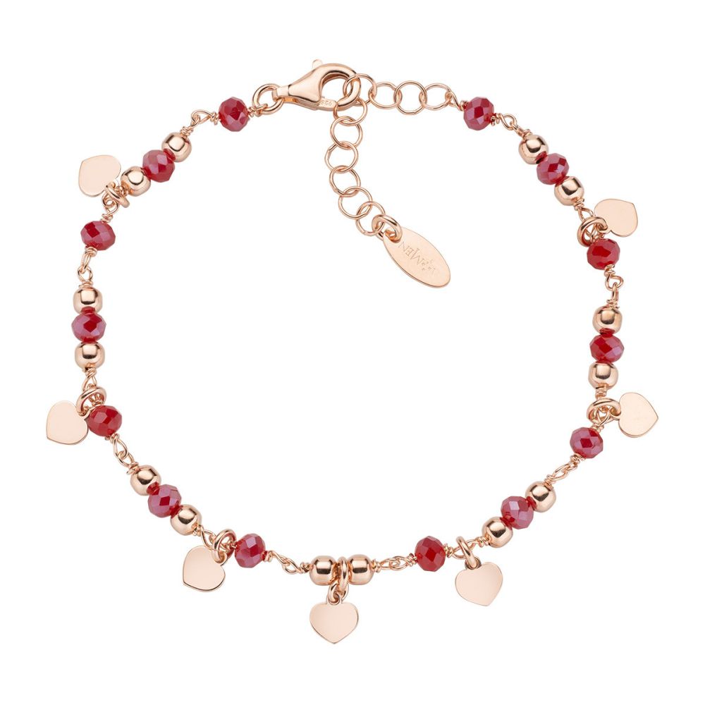 Amen Bracciale Argento Rosato Cristalli e Cuori