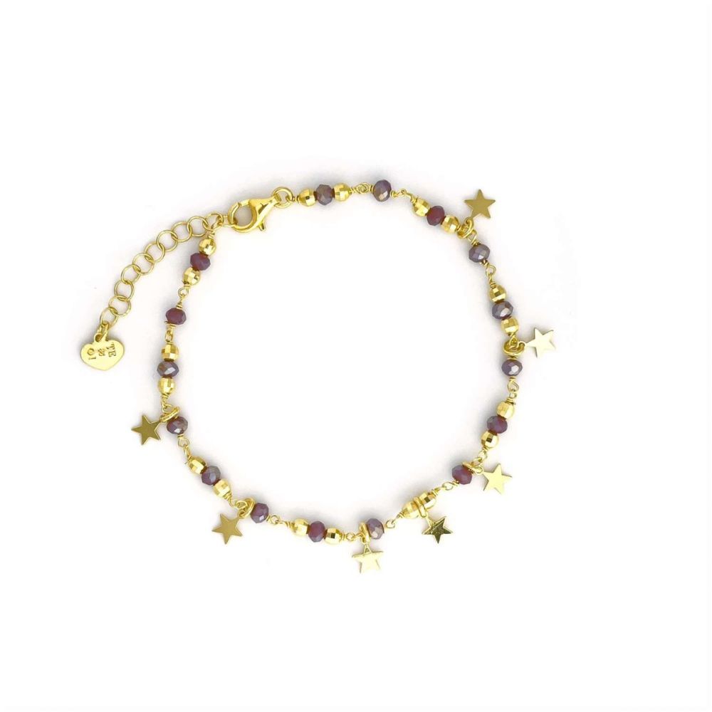  Io & Te Bracciale Argento Gold Stelle e Cristalli