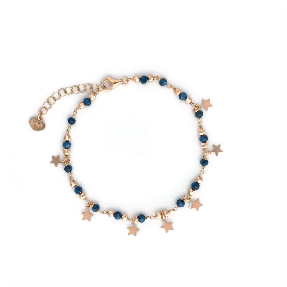 Io & Te Bracciale Argento Rosato Cristalli Blu e Stelle