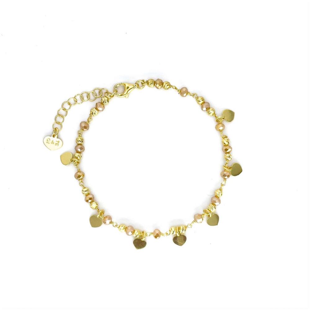Io & Te Bracciale Argento Dorato Cristalli Sabbia e Cuori