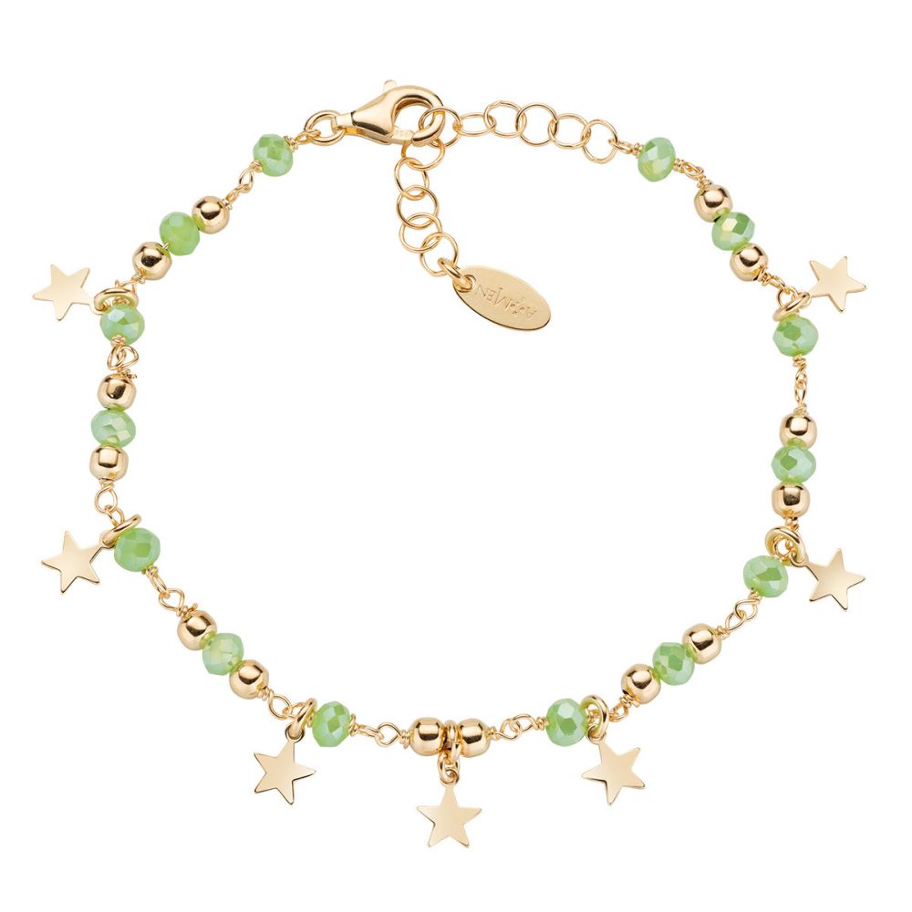 Amen Bracciale Argento Dorato Cristalli e Stelle