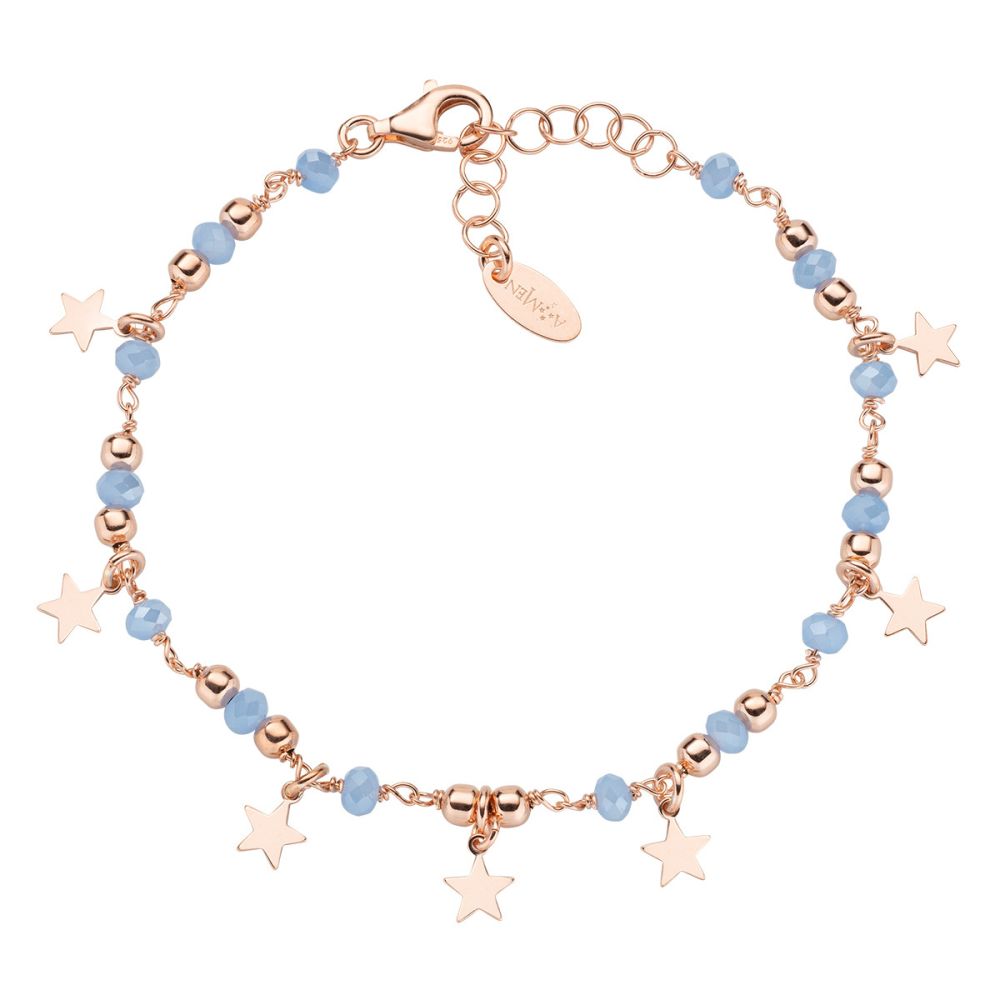 Amen Bracciale Argento Rosato Cristalli e Stelle