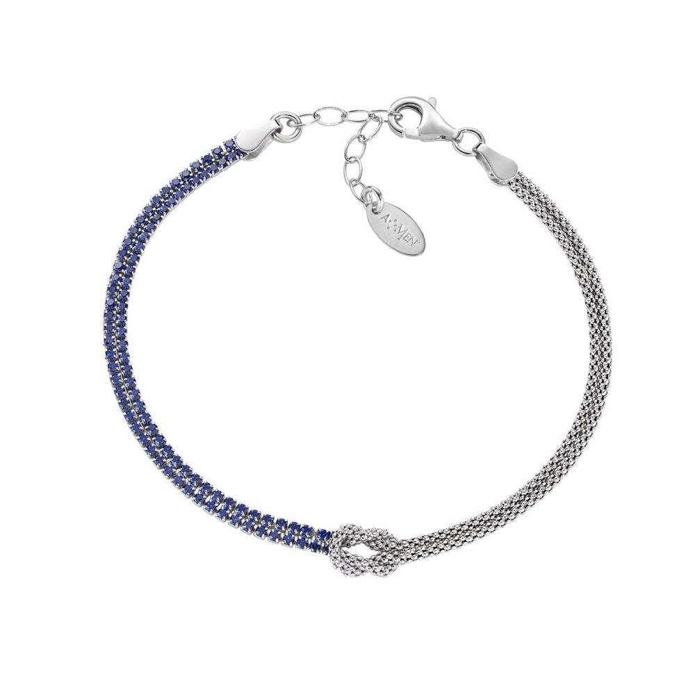 Amen Bracciale Argento Nodo D'amore con Zirconi Blu