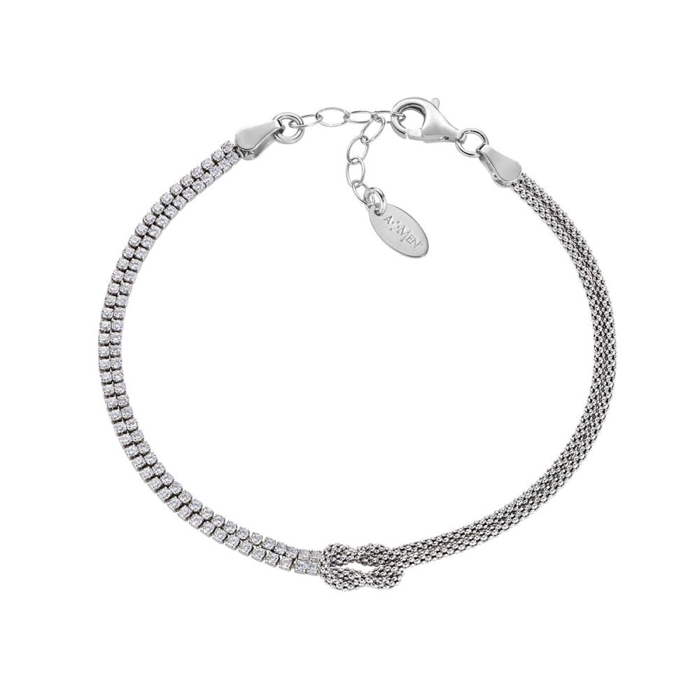 Amen Bracciale Argento Nodo D'amore con Zirconi Bianchi