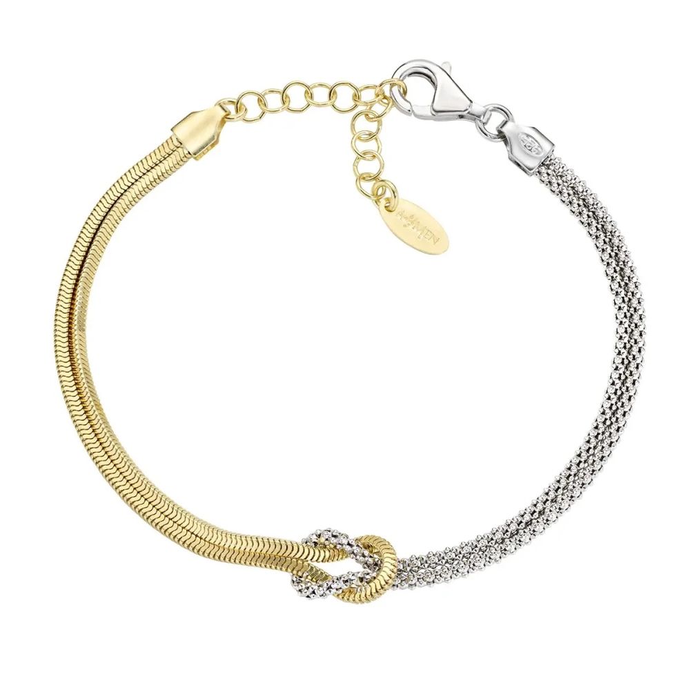 Amen Bracciale Argento Bicolore Nodo D'amore