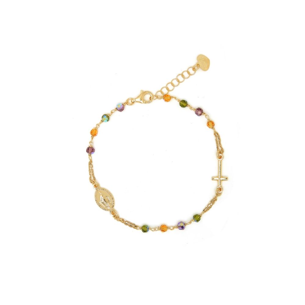 Io & Te Bracciale Rosario Argento Gold Cristalli Multicolor