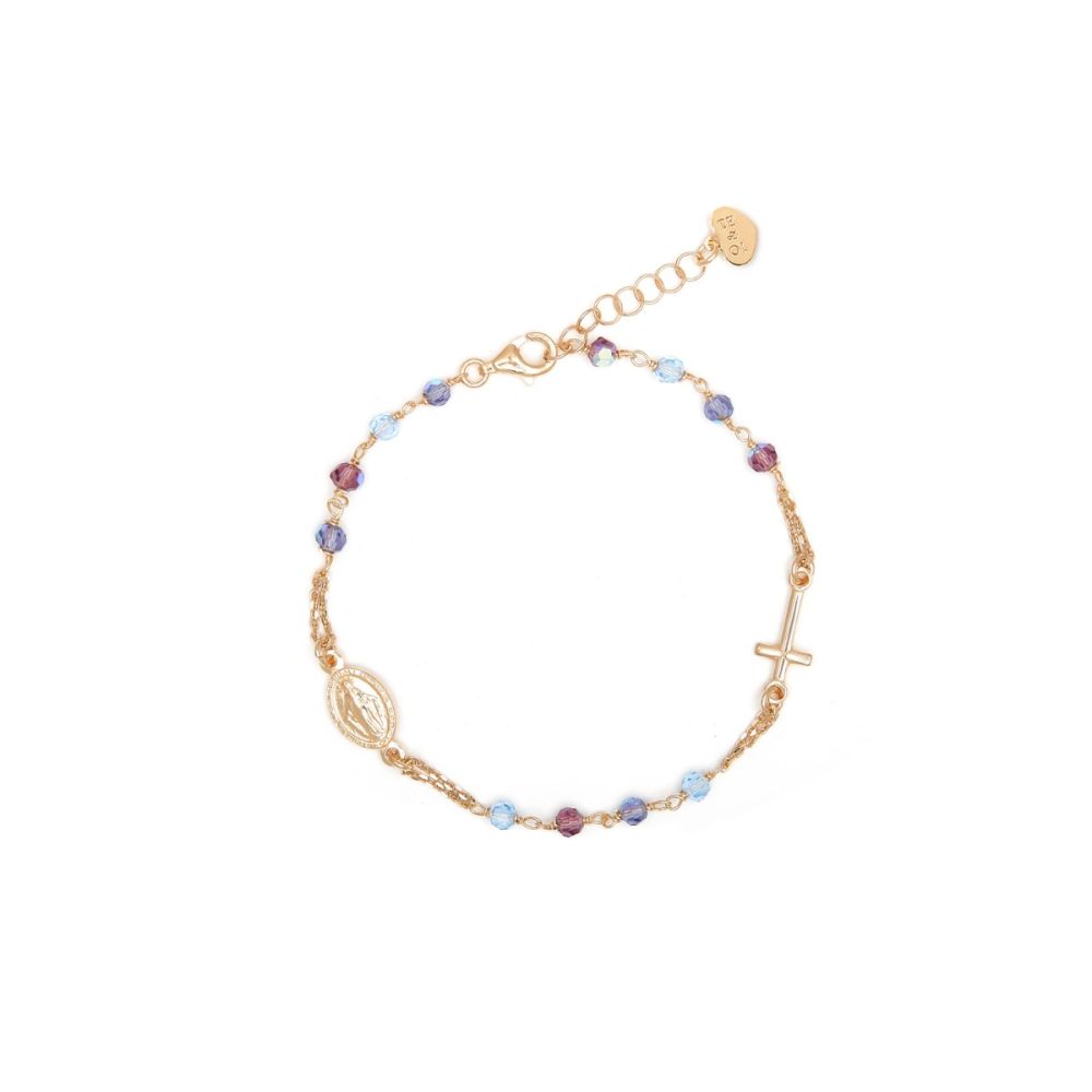 Io & Te Bracciale Rosario Argento Rosè Cristalli Multicolor