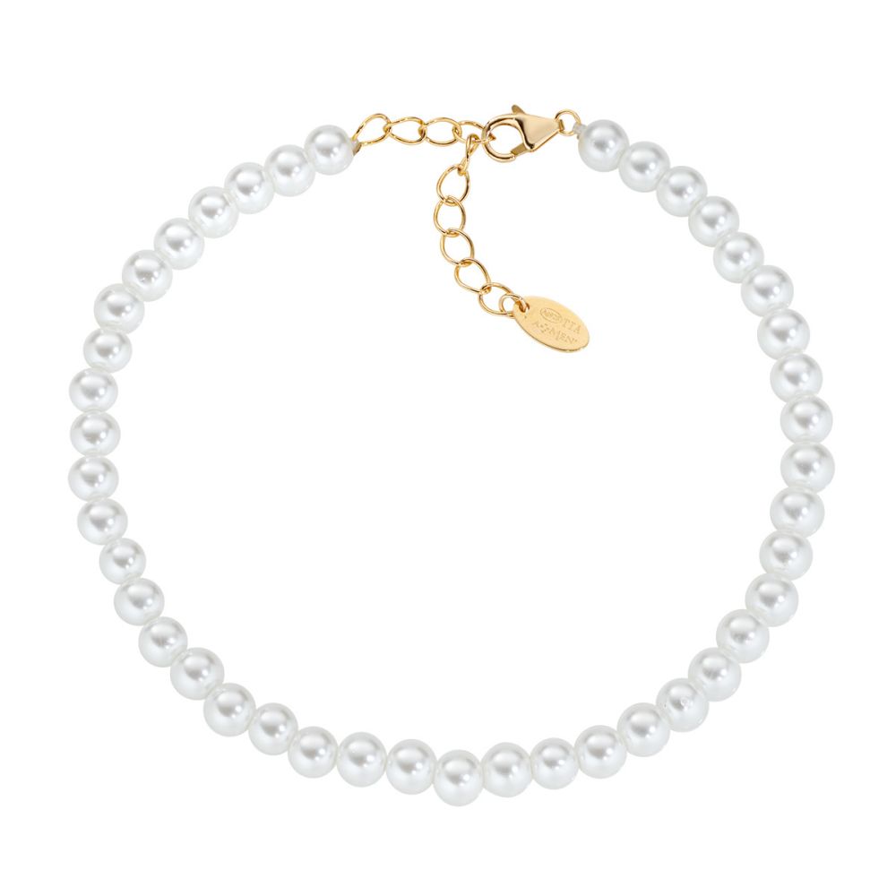 Amen Bracciale Argento Gold e Perle Swarovski