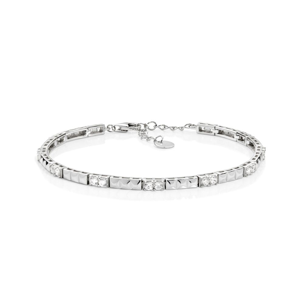 Amen Bracciale Argento Elementi Geometrici e Zirconi