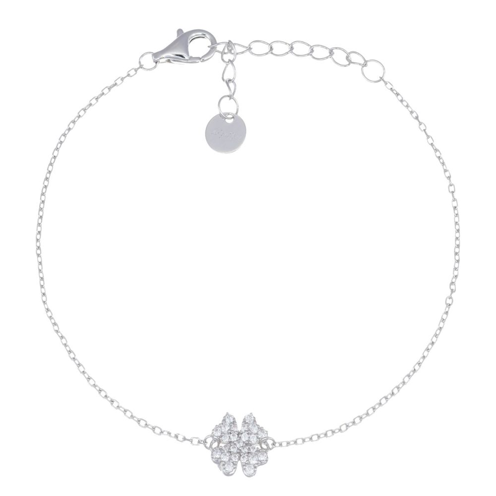 Amen Bracciale Argento Quadrifoglio Zirconato