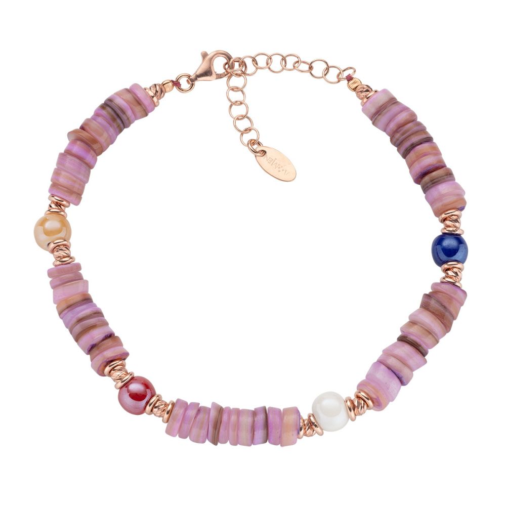 Amen Bracciale Argento Rosato e Giada Rosa