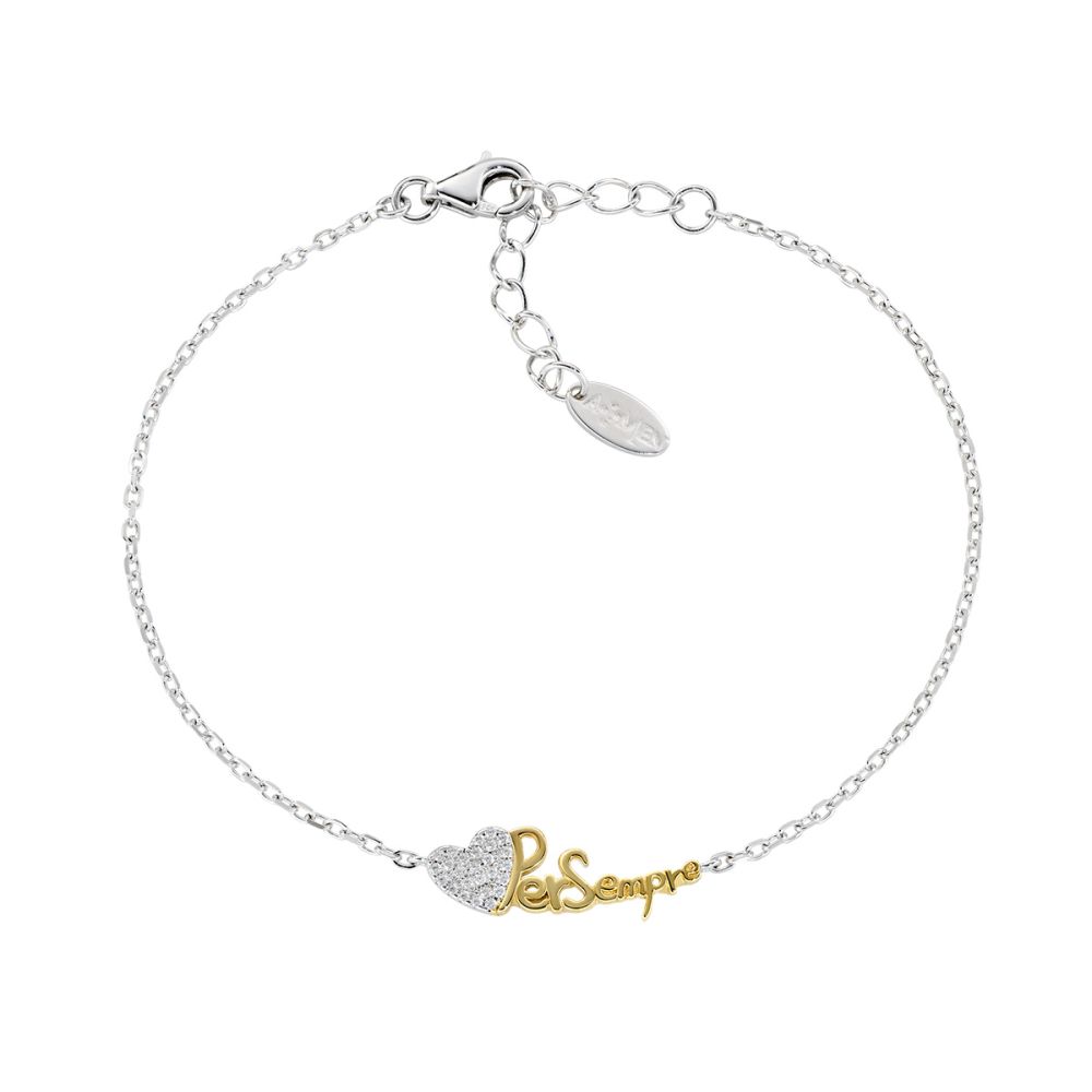 Amen Bracciale Argento Cuore Per Sempre e Zirconi