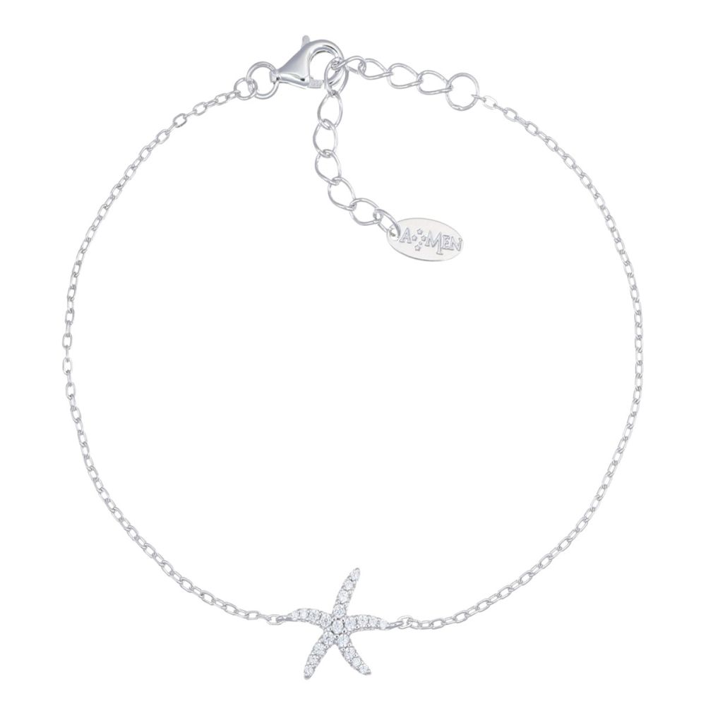 Amen Bracciale Argento Stella Marina Zirconata