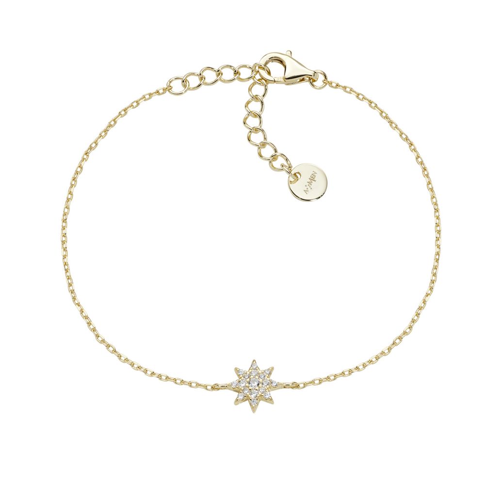 Amen Bracciale Argento Gold Stella Zirconata