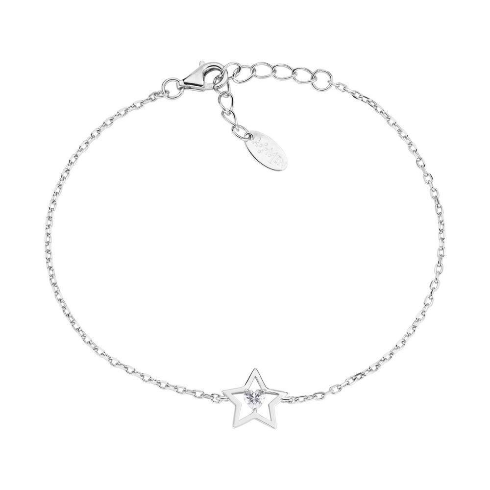 Amen Bracciale Argento Stella e Cuore Bianco