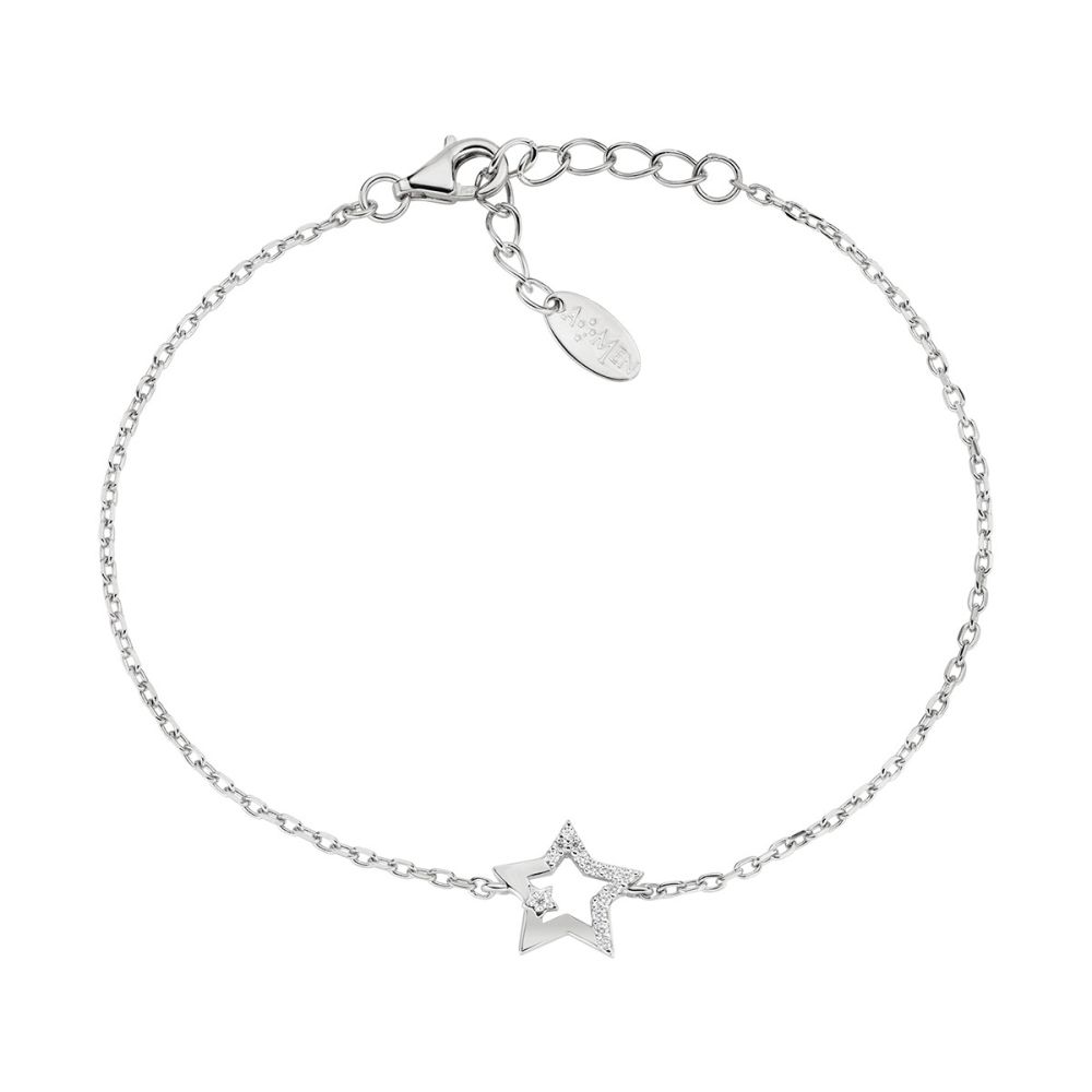 Amen Bracciale Argento Stella e Zirconi Bianchi