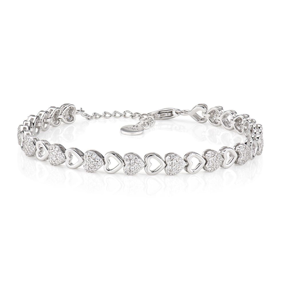 Amen Bracciale Argento Cuori Zirconati