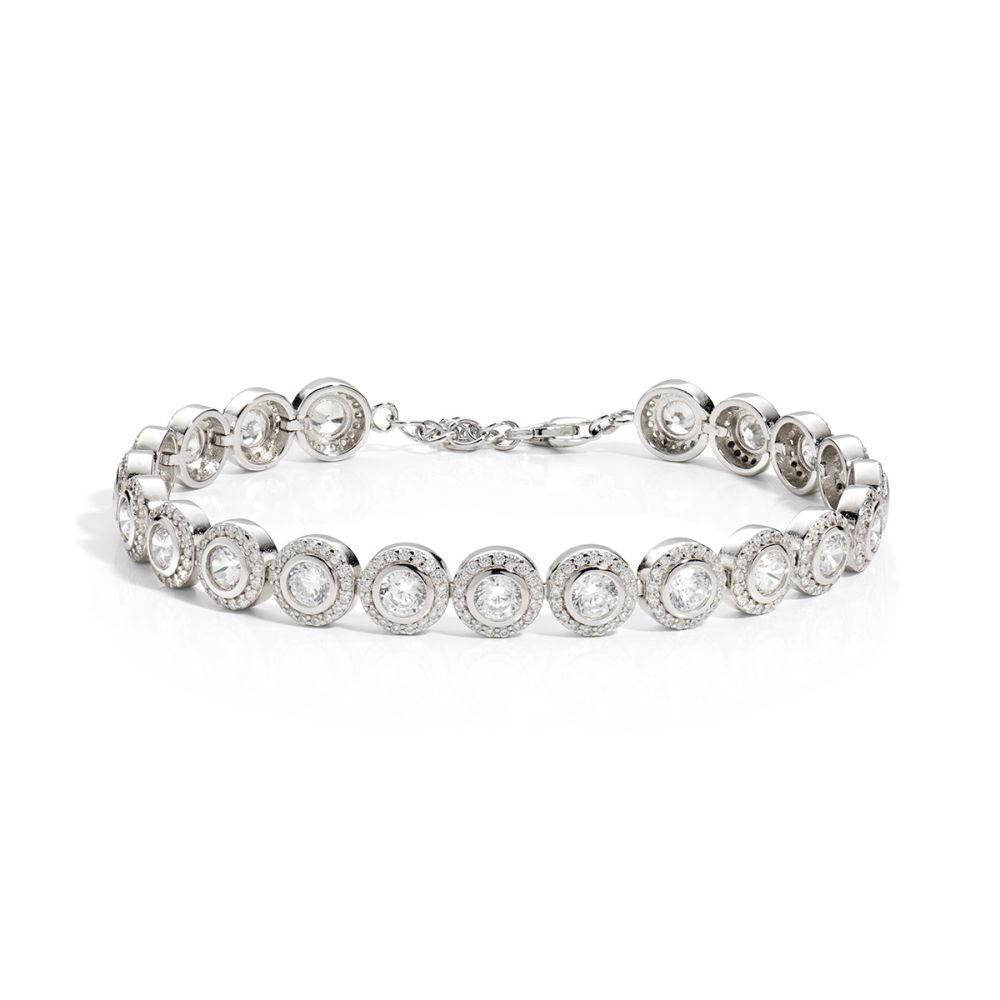 Amen Bracciale Argento Zirconi Bianchi 4 mm