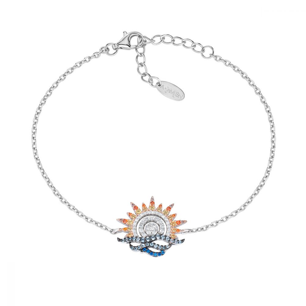 Amen Bracciale Argento Rodiato Sole e Mare