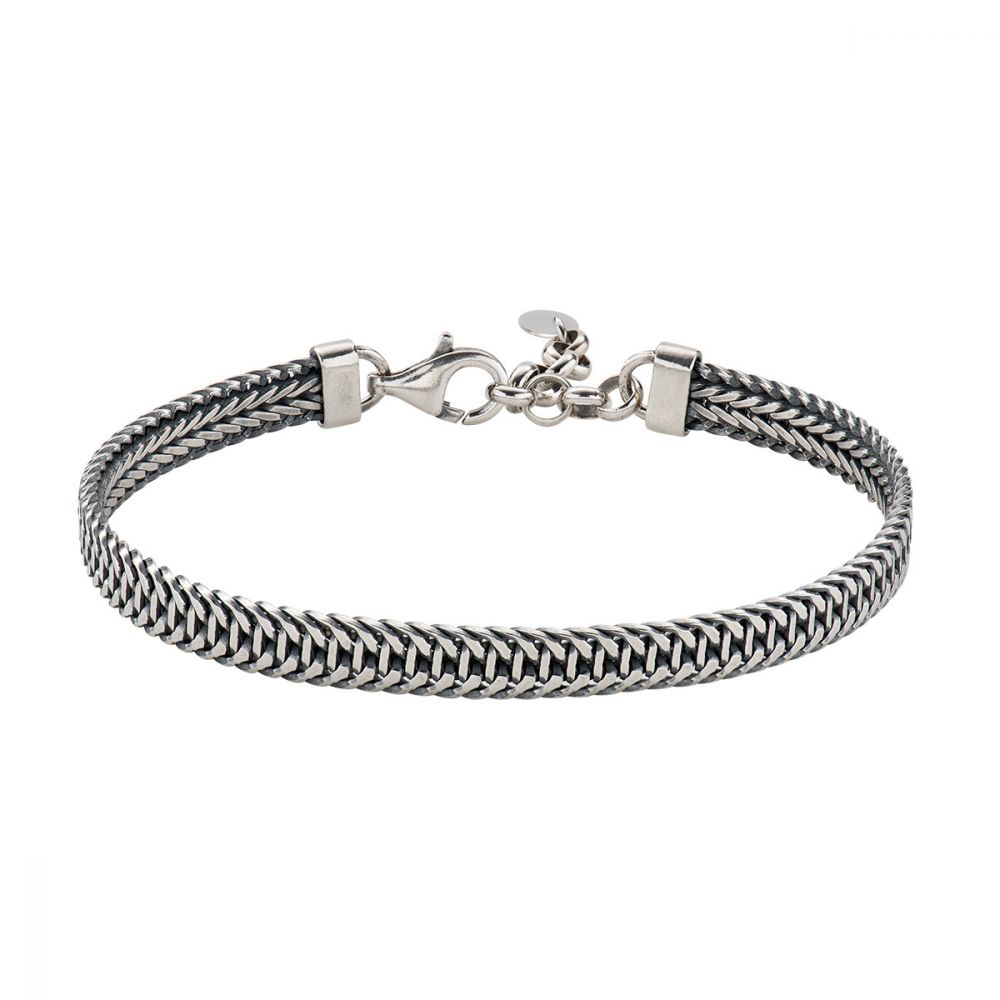 Amen Bracciale Uomo Argento Brunito Catena Piatta