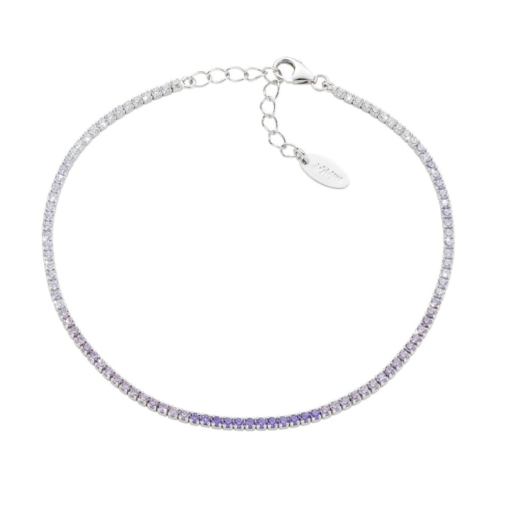 Amen Tennis Argento Zirconi Viola e Bianchi