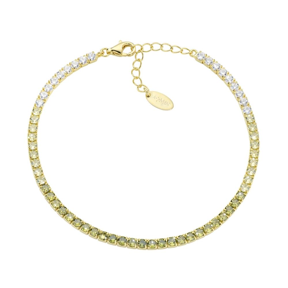 Amen Tennis Argento Gold Zirconi Oliva e Bianchi