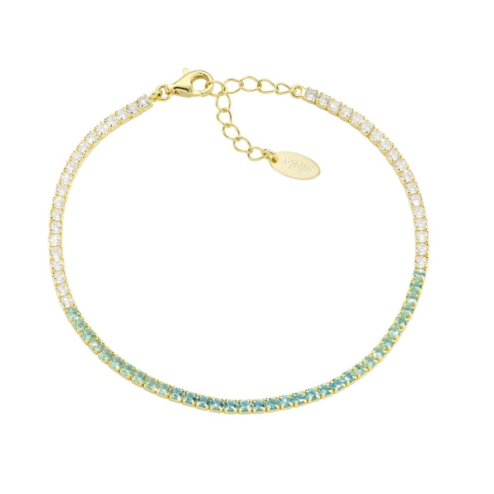 Amen Tennis Argento Gold Zirconi Verdi e Bianchi