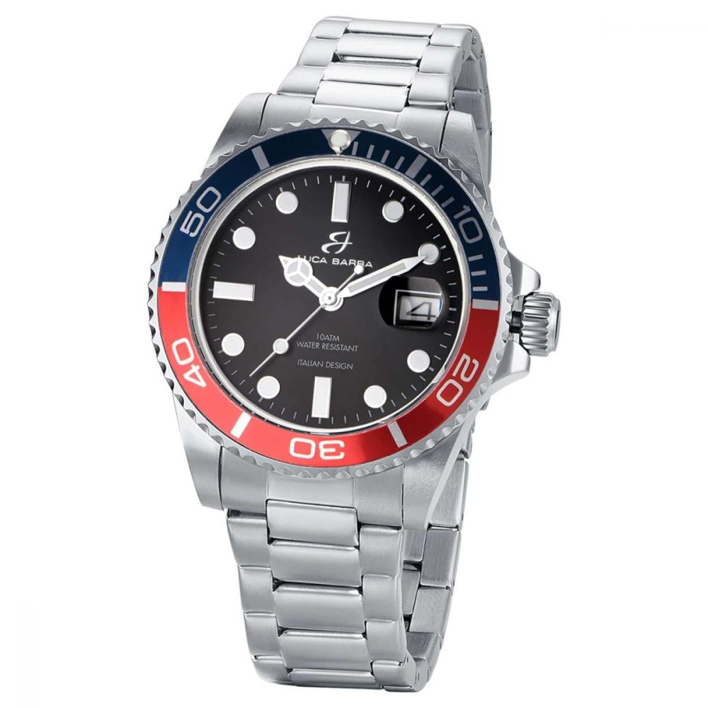 Luca Barra Orologio Acciaio Solo tempo Uomo Quadrante Nero
