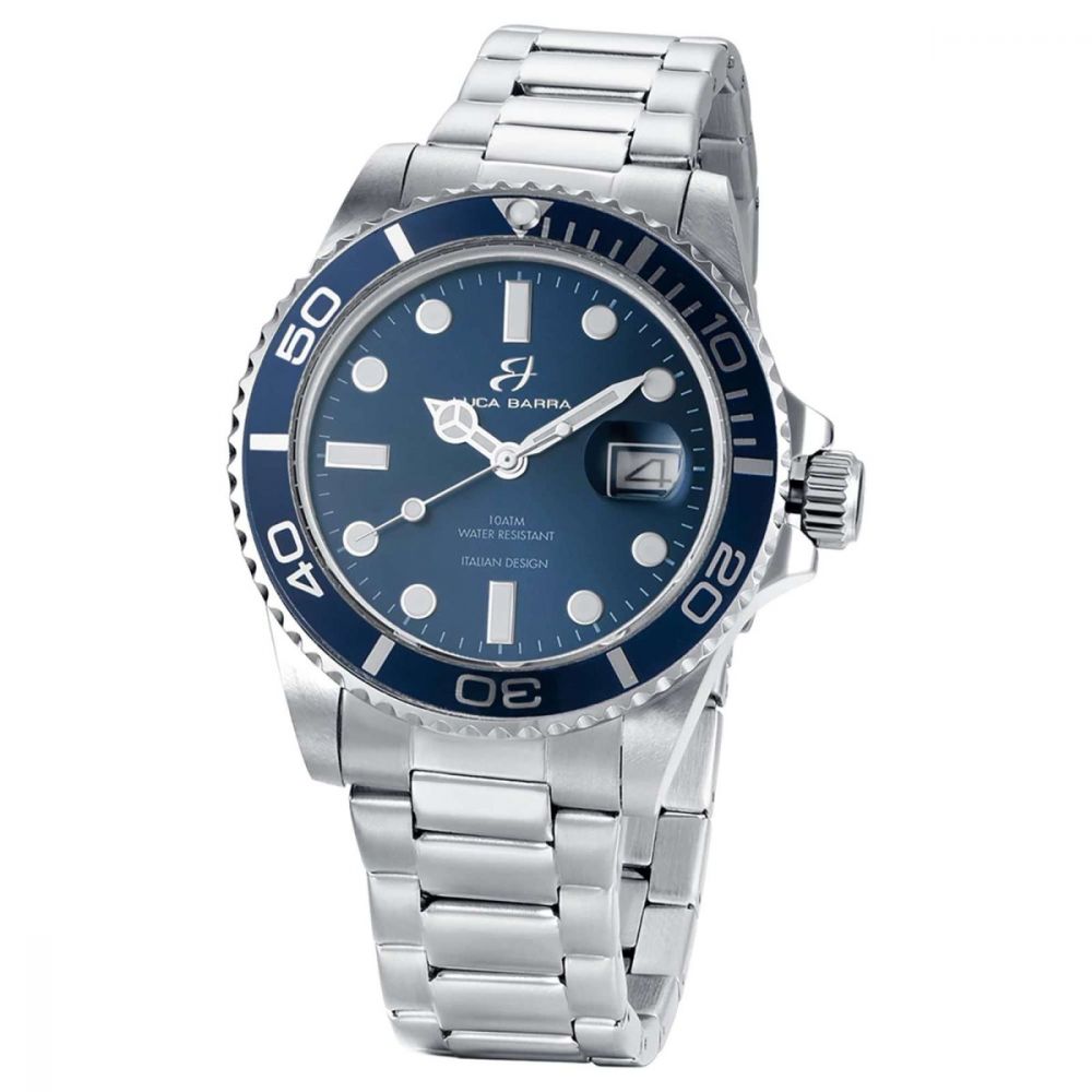 Luca Barra Orologio Acciaio Solo Tempo Uomo Quadrante Blu