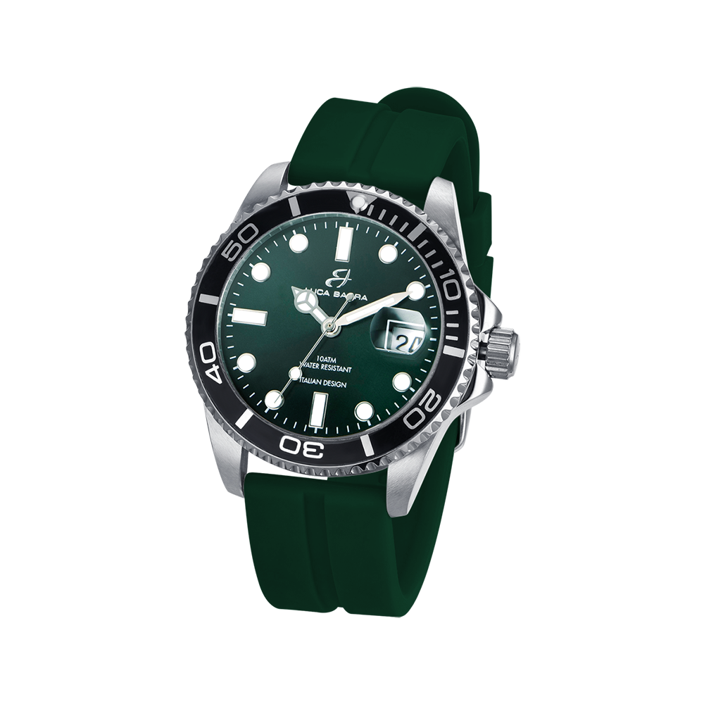 Luca Barra Orologio Solo Tempo Acciaio e Silicone Verde