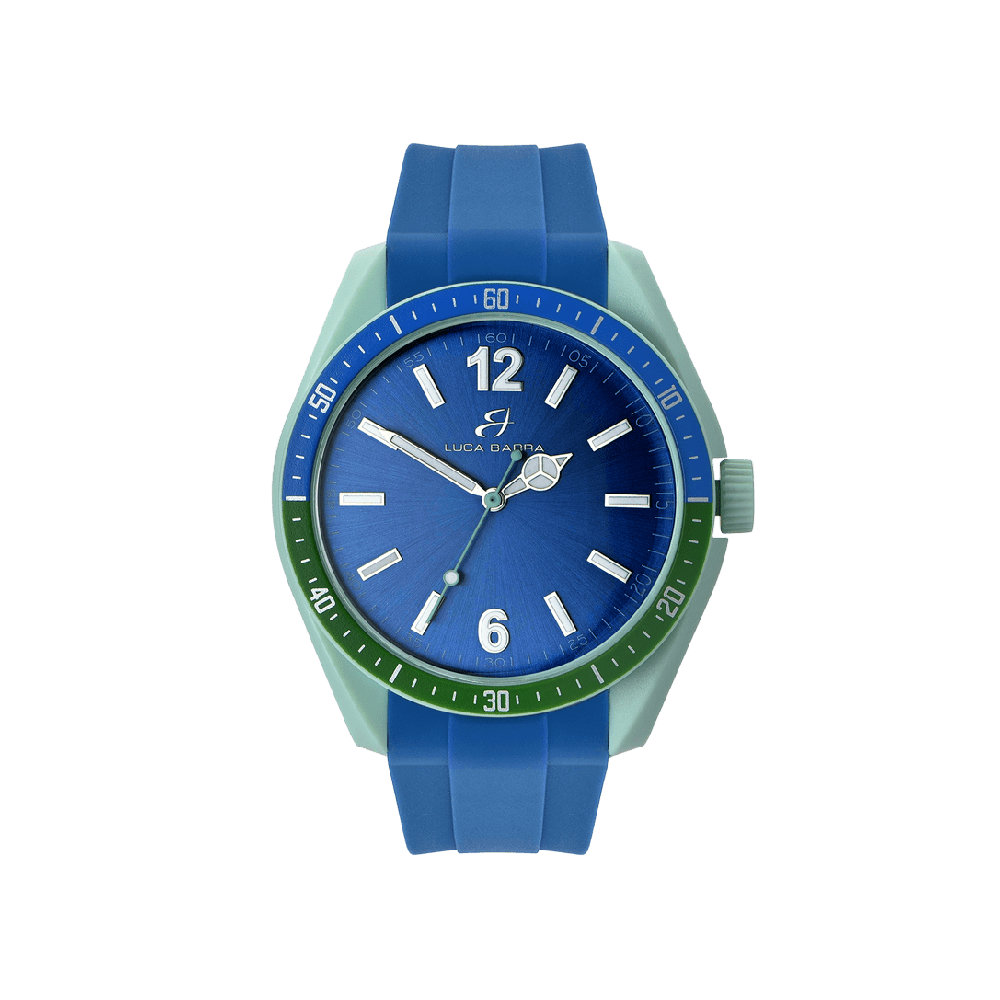 Luca Barra Orologio Solo Tempo Silicone Blu e Verde