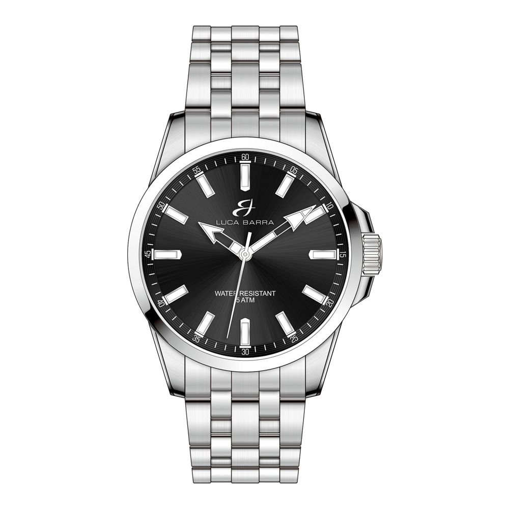 Luca Barra Orologio Solo Tempo Acciaio Quadrante Nero