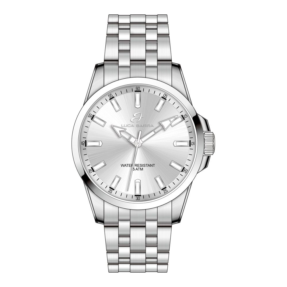 Luca Barra Orologio Solo Tempo Acciaio Quadrante Silver