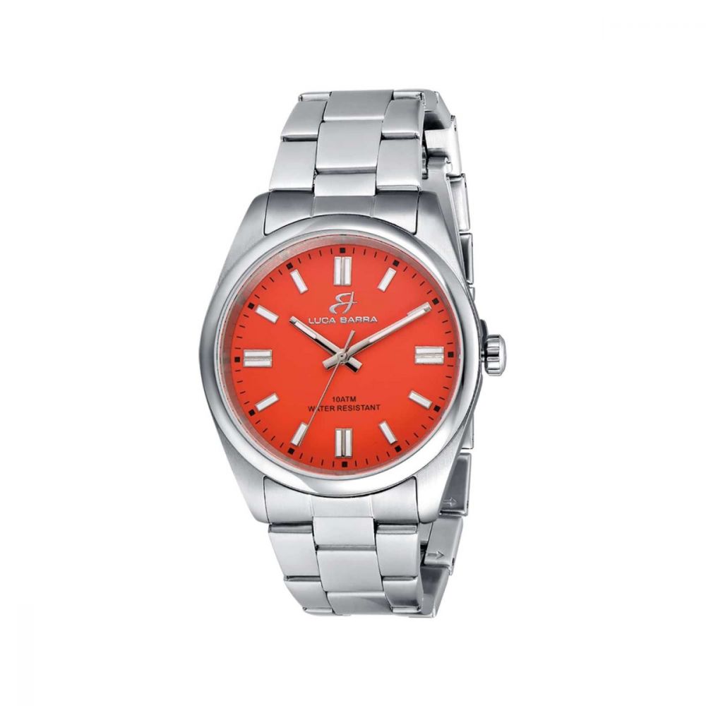 Luca Barra Orologio Uomo Solo tempo Acciaio Quadrante Arancione