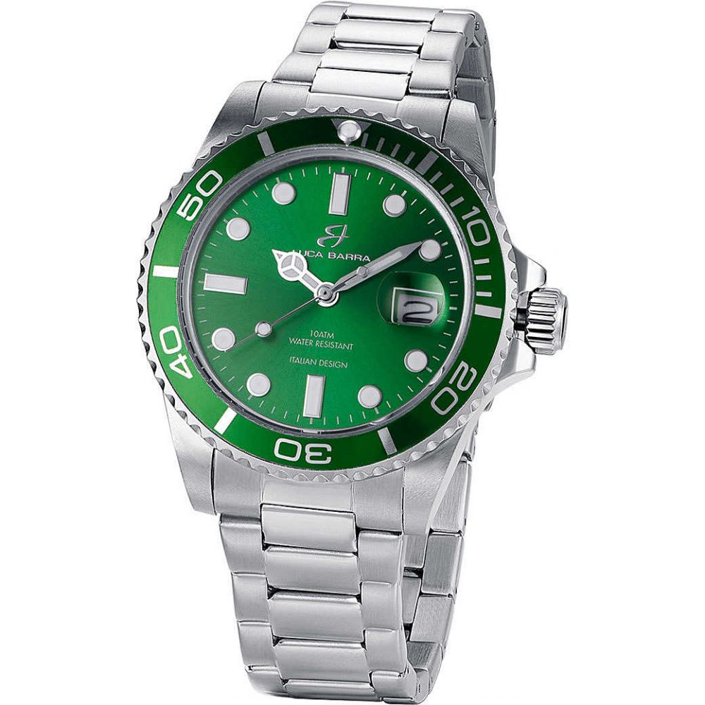 Luca Barra Orologio Acciaio Solo Tempo Uomo Quadrante Verde