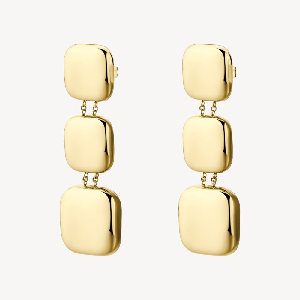 Brosway Orecchini Pendenti Acciaio Gold 3 Quadrati Muse