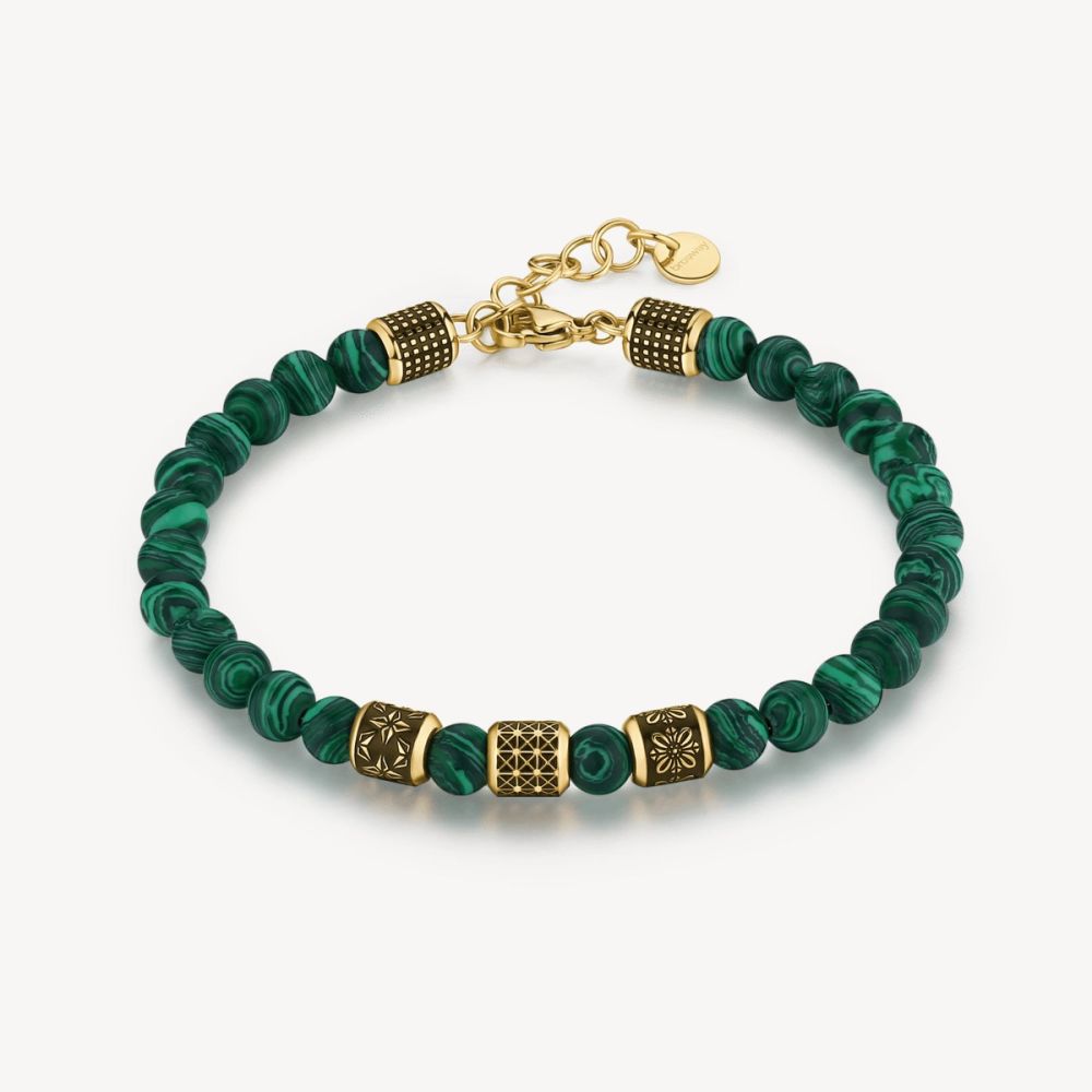 Brosway Bracciale Uomo Acciaio Gold e Malachite Bullet
