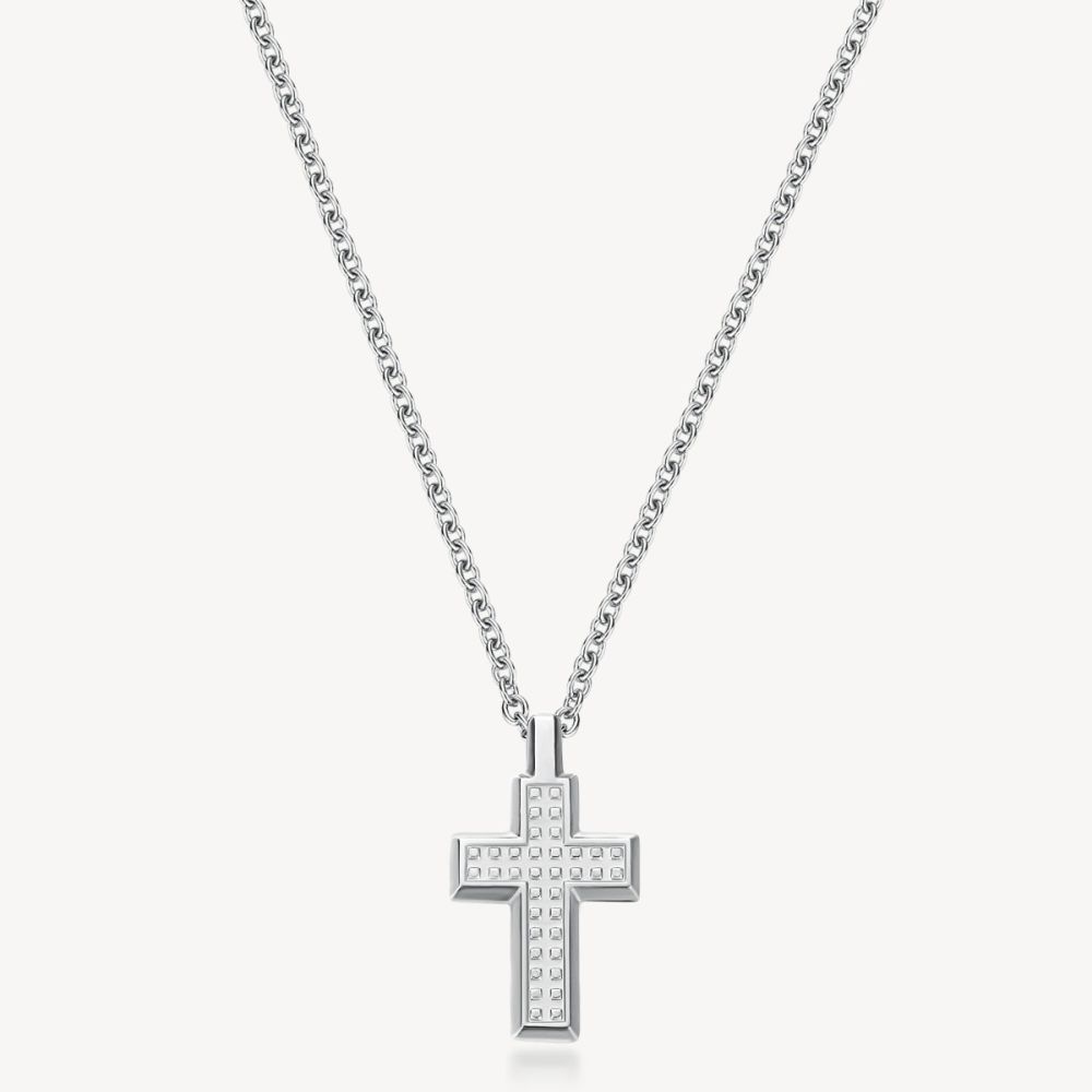 Brosway Collana Acciaio Croce Bianca Bullet
