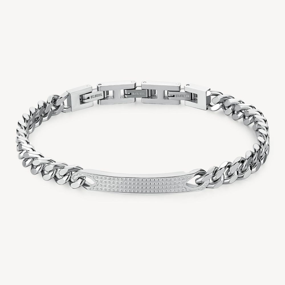 Brosway Bracciale Acciaio Catena e Piastra Bullet