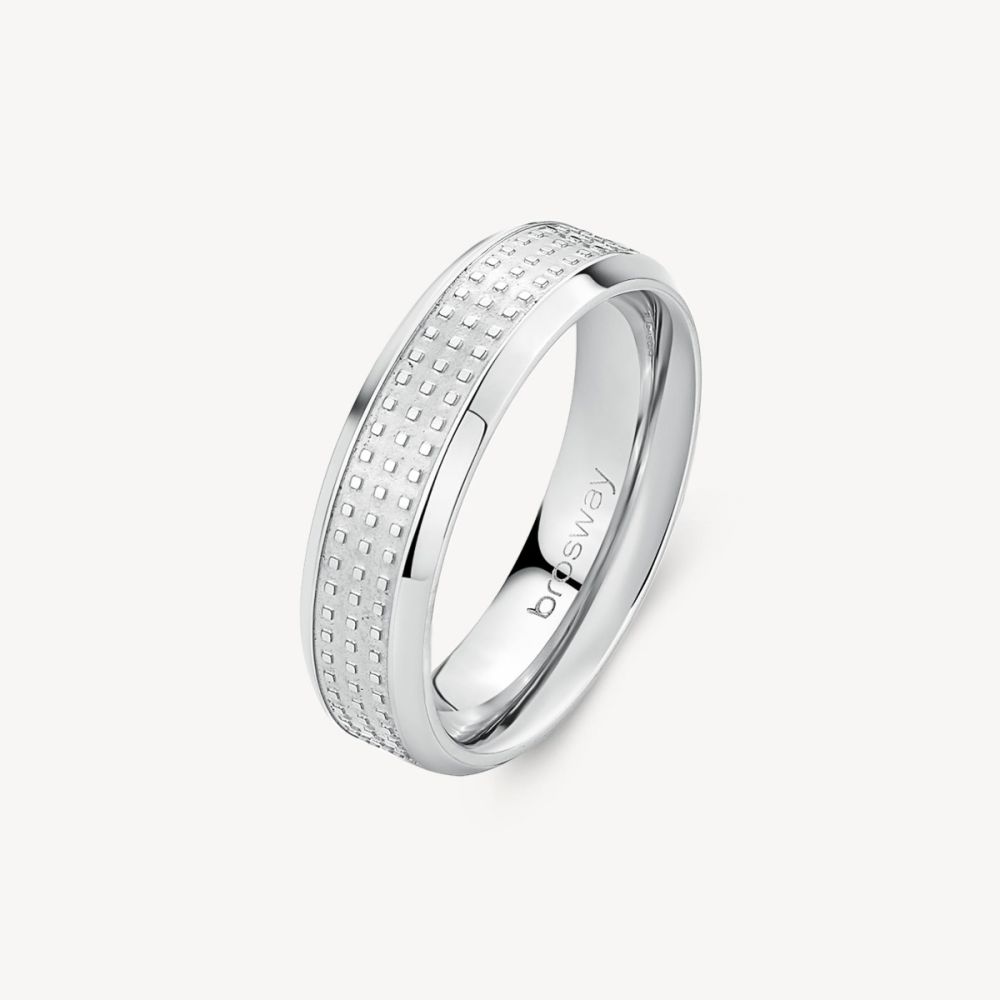 Brosway Anello Acciaio Sabbiato Fascia Stretta Bullet