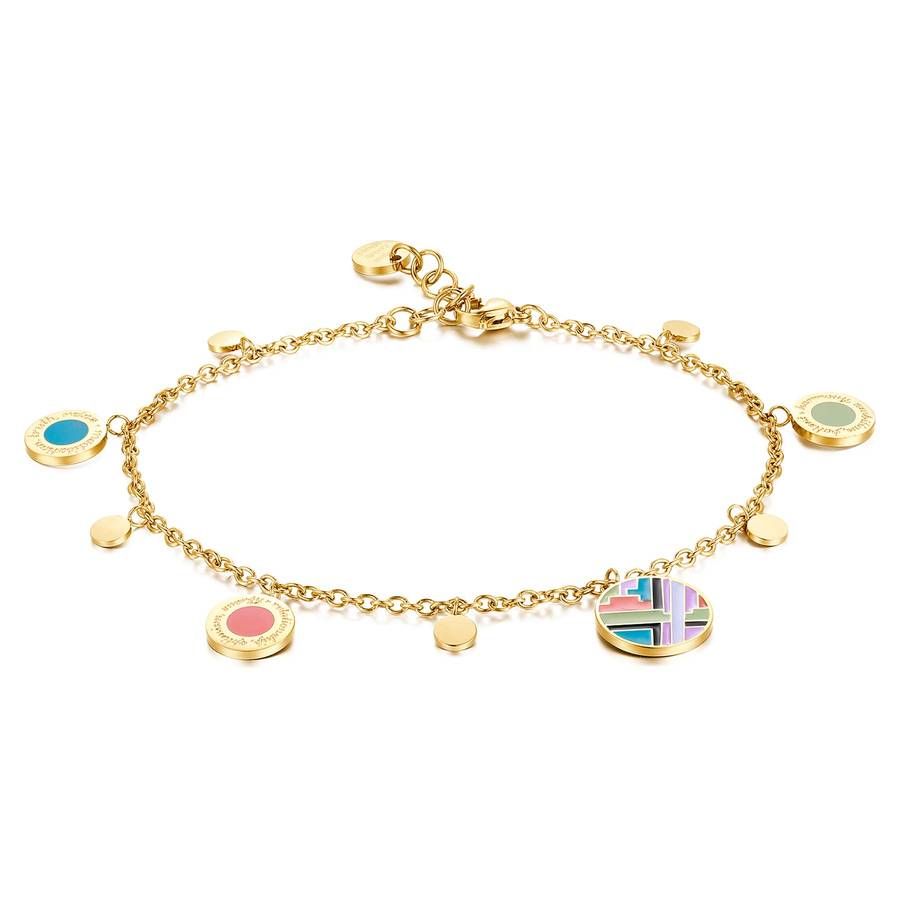 Brosway Cavigliera Acciaio Gold Smalti Multicolor Chakra