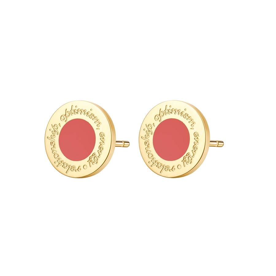 Brosway Orecchini Acciaio Gold Smalto Arancione Chakra