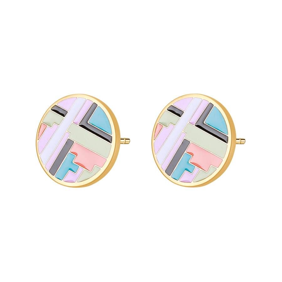 Brosway Orecchini Acciaio Gold Smalto Multicolor Chakra