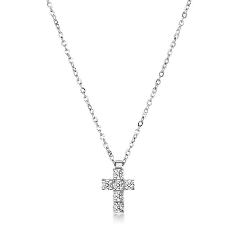 Brosway Collana Acciaio Croce Zirconi Bianchi Avantgarde