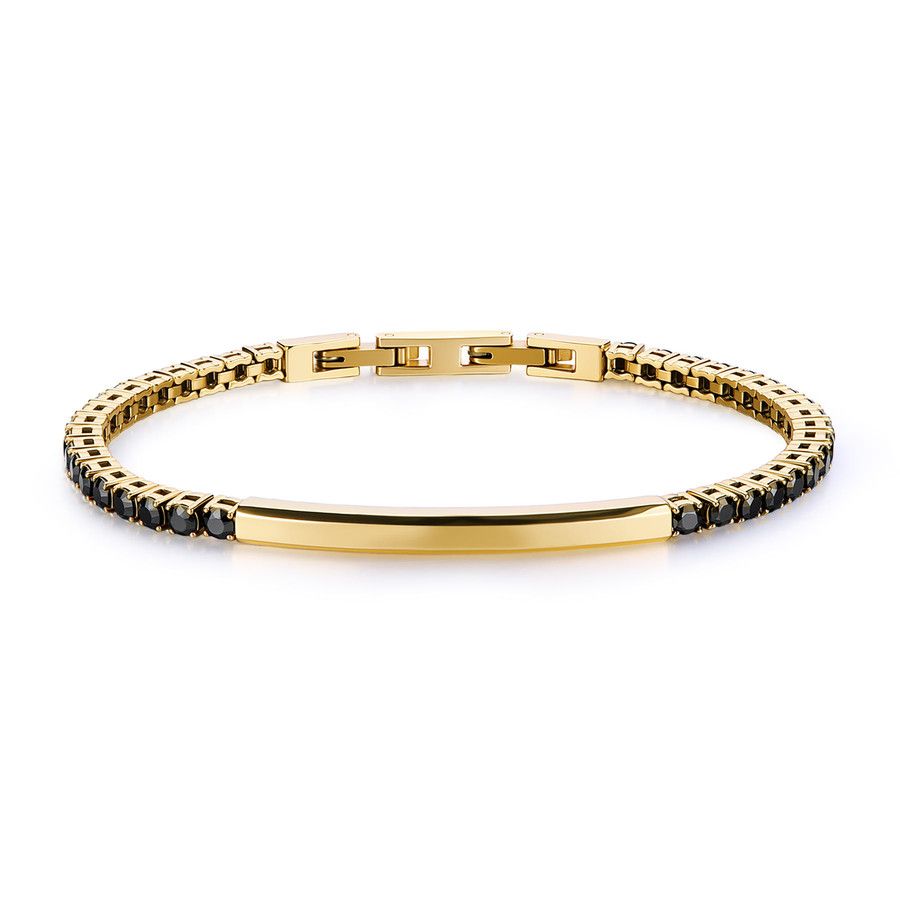 Brosway Tennis Acciaio Gold Zirconi Neri e Piastra Avantgarde