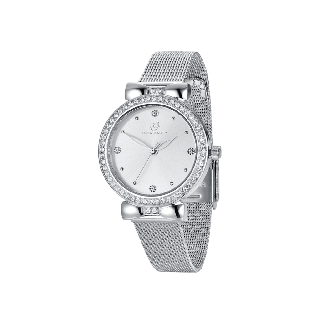 Luca Barra Orologio Acciaio Solo Tempo Cristalli Bianchi