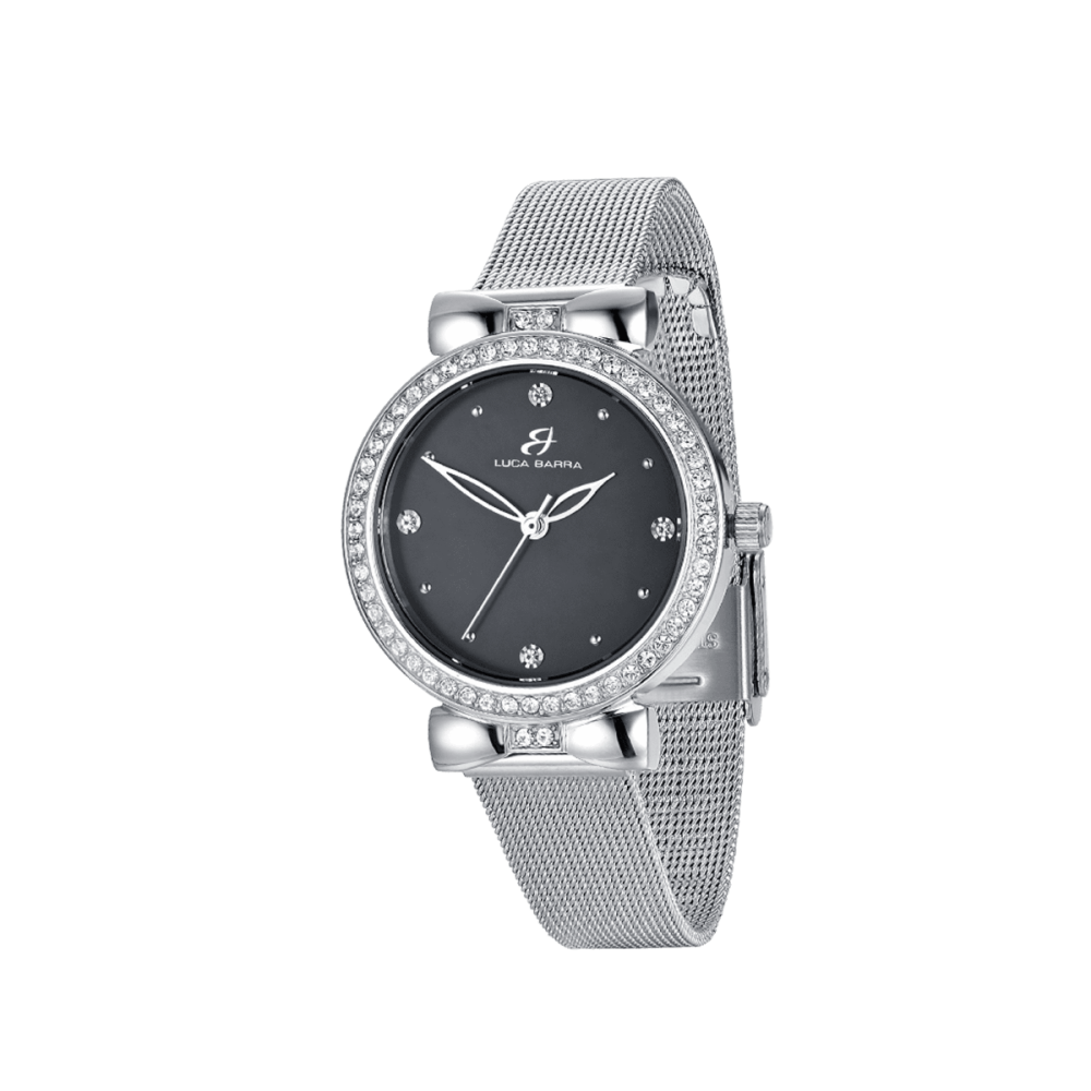Luca Barra Orologio Acciaio Solo Tempo Cristalli Bianchi